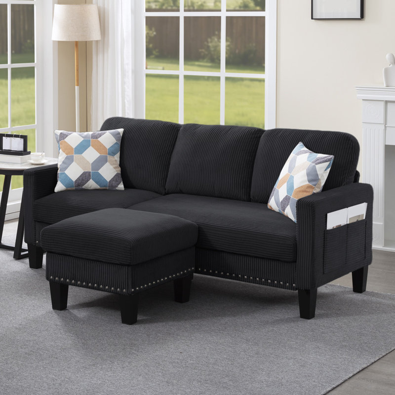 Canapé modulaire large 72,64 po, Noir