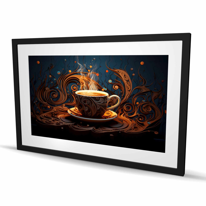 Coffee Trance - Illustration de cuisine encadrée, H 24 po x l 36 po, Noir