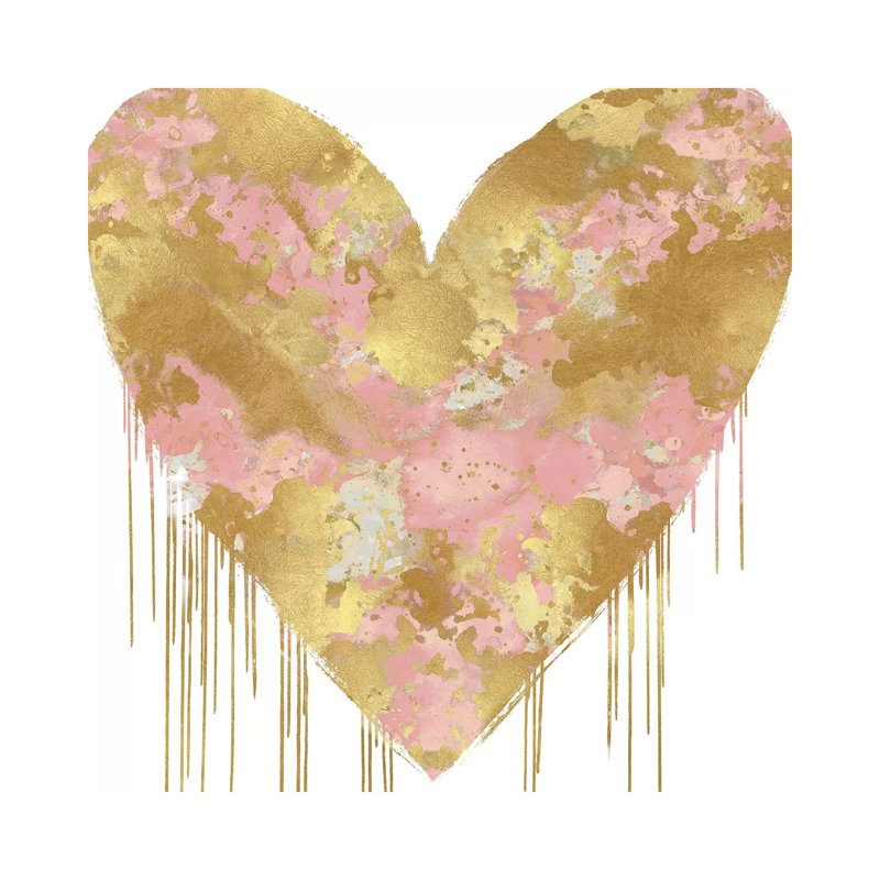 Big Hearted Pink And Gold by Lindsay Rodgers - Wrapped Canvas Print, 45.72 cm H x 45.72 cm W x 1.91 cm D