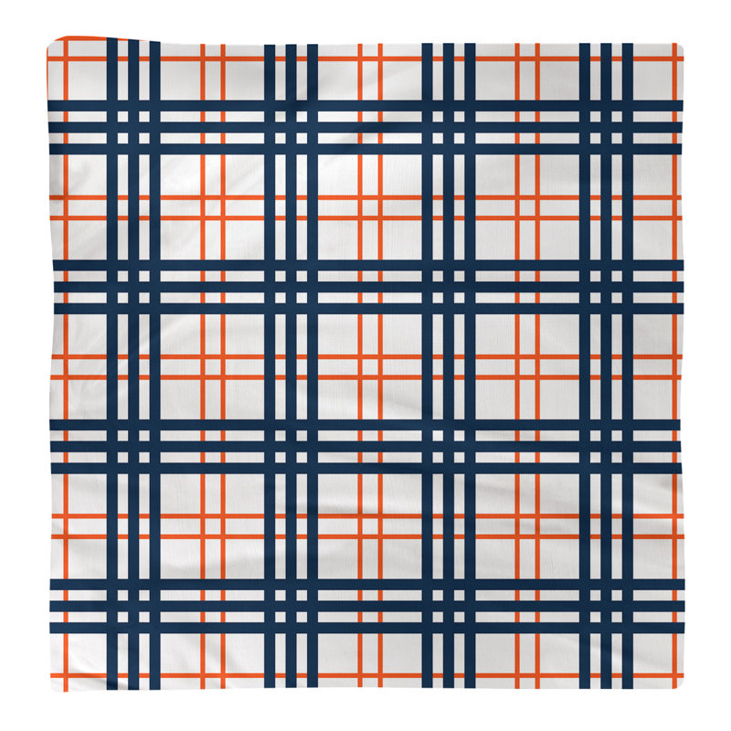 Plaid Square Napkin, White/Orange/Blue, 22" x 22", Cotton