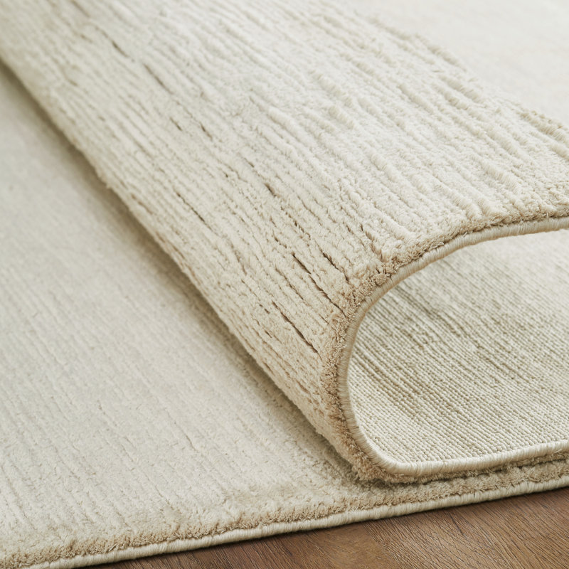 Lumiere Driftwood Natural Silk Hand Loomed Area Rug, Ivory, Rectangle 7'6" x 9'6"