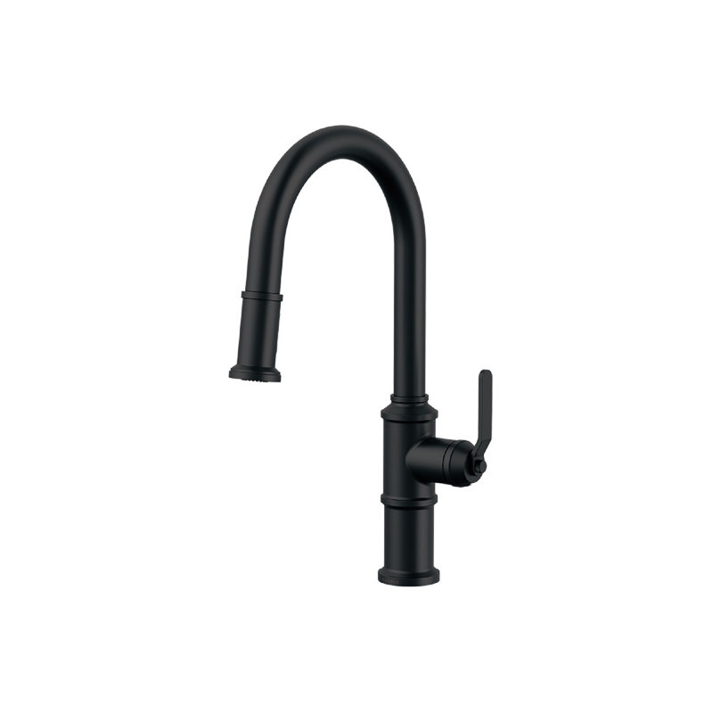 Kinzie Single Handle Pull Down Sprayer Kitchen Faucet, Satin Black