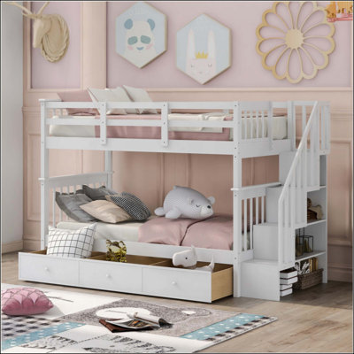 Bunk Bed With Three Drawers For Bedroom, Dorm
