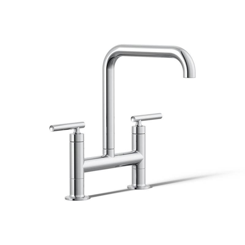 Purist® Two-Hole Deck-Mount Bridge Kitchen Sink Faucet, Polished Chrome