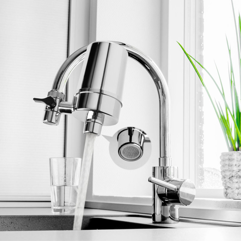 iSpring DF2-CHR Faucet Water Filter for Kitchen, Bathroom, or RV Sink – Water Filter for Sink Faucet, 500 Gallons Long Life, Chrome Finish