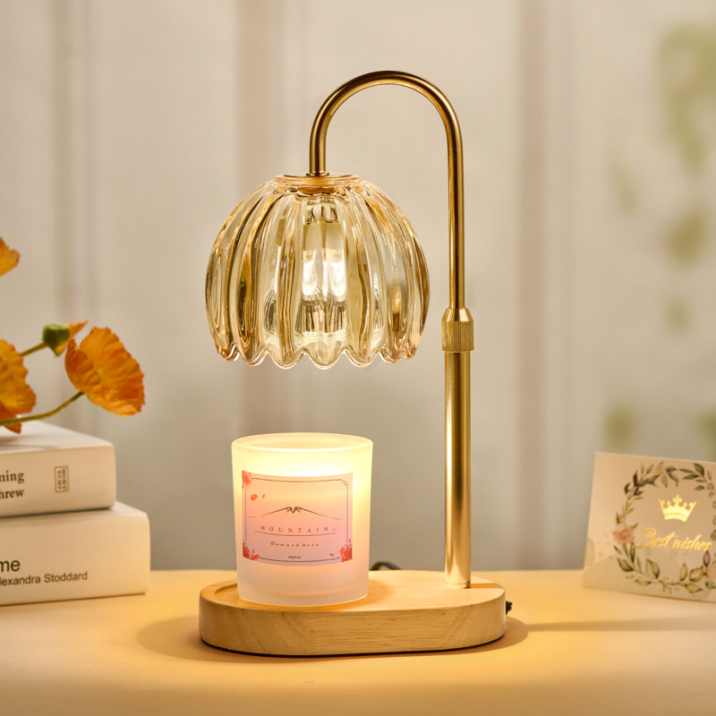Candle Warmer Lamp with Timer Dimmer Adjustable Height for Home, Gold