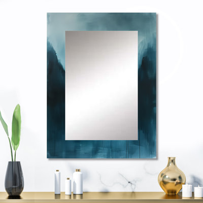 Monochromes gris bleus, montagne pluvieuse, jours d'hiver I - grand miroir de lac, décoration murale unique de Lake House, impression sur métal