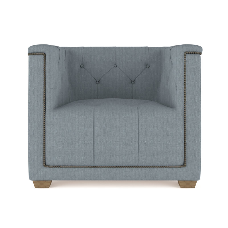 Fauteuil tuxedo Hudson, Brume de lin Box Weave, Ébène