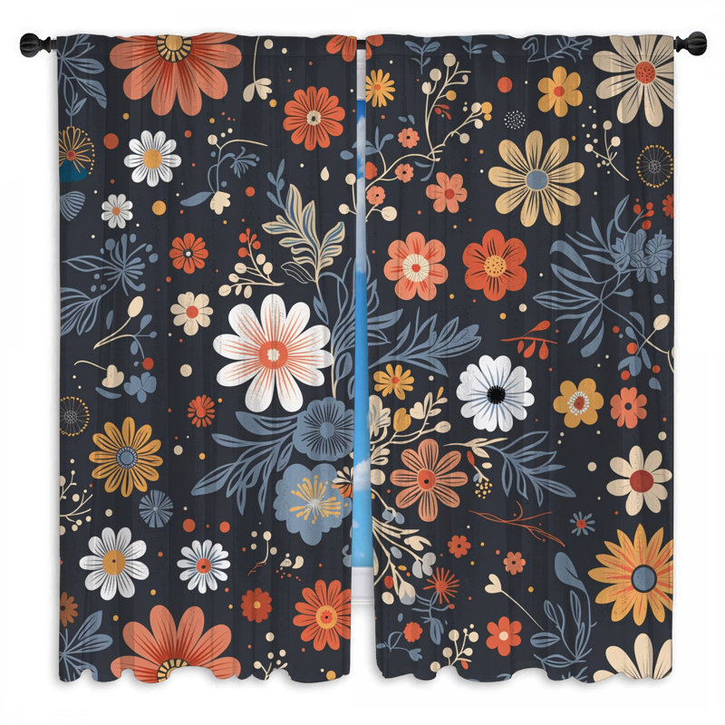 Motif de rideaux de fenêtre à motif floral transparent et obscurcissant - 2 panneaux, 40 po x 80 po - 2 panneaux