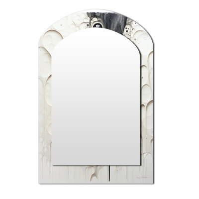 Minimalisme noir et blanc, peinture I - miroir asymétrique minimaliste, miroir mural décoratif arche noire, impression sur métal