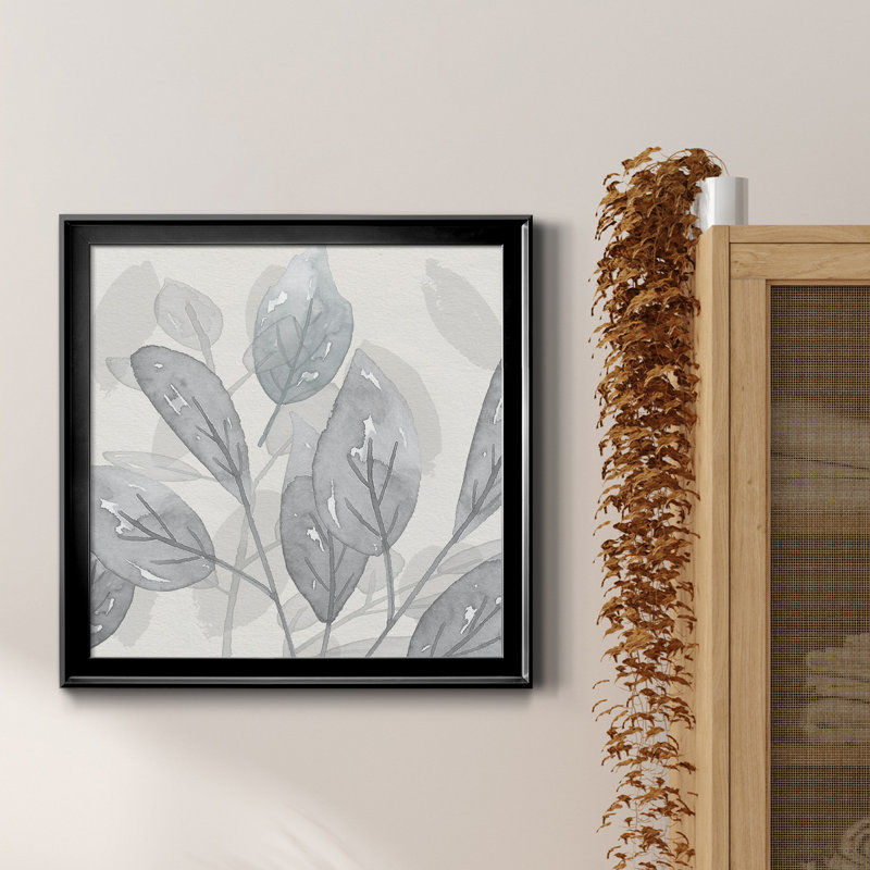 Shadow Leaves II - peinture sur toile encadrée, H 34,5 po x l 34,5 po x P 1,5 po, Cadre noir