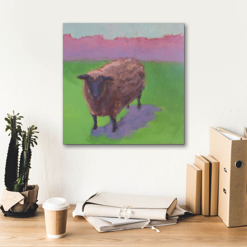  «Pasture Sheep» par Carol Young, art mural sur toile, 18 po x 18 po