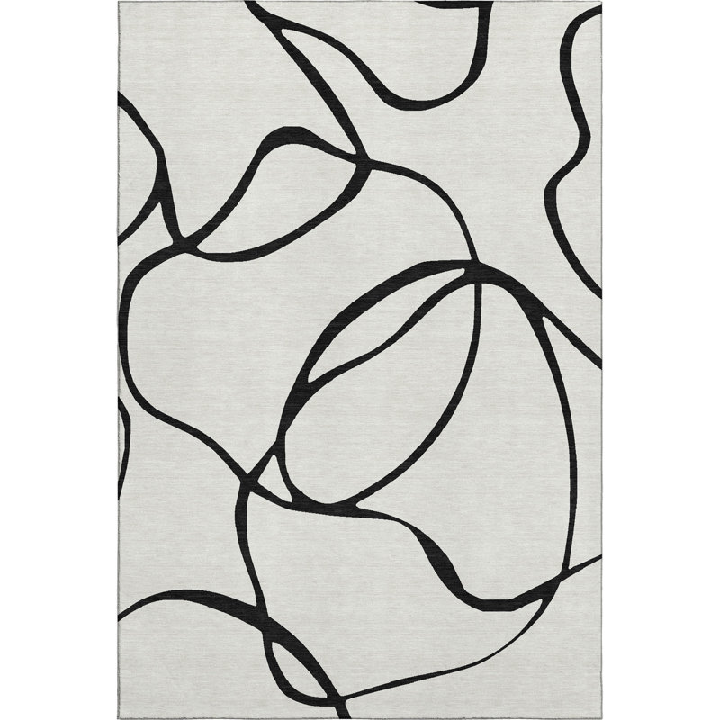 Premium Machine Washable Corum AMF999 Swirls Rug, Rectangle 3' x 5'