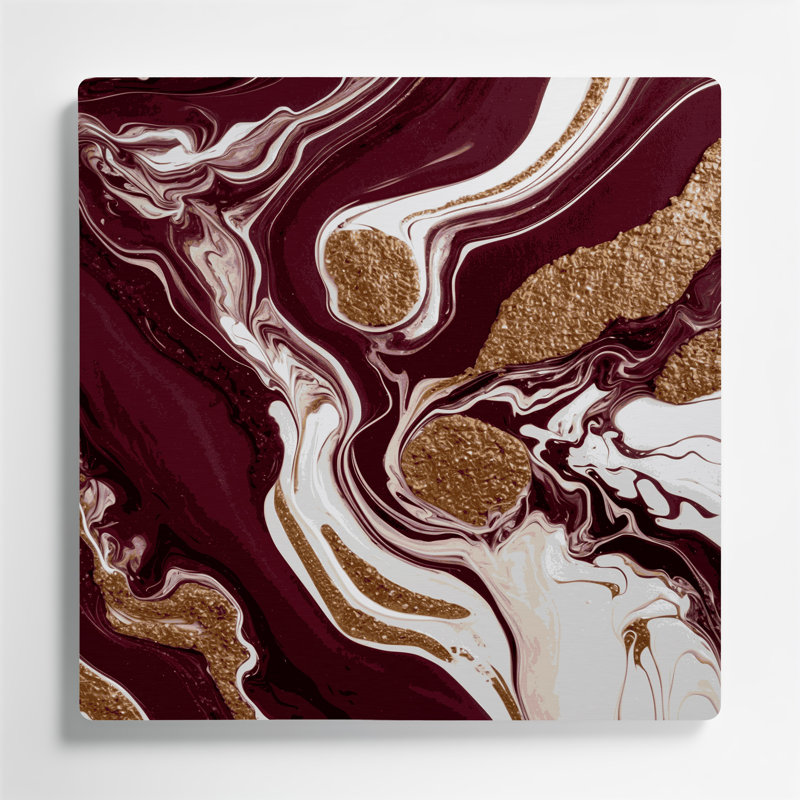 Art mural abstrait en métal rouge 81, 16" H x 16" W