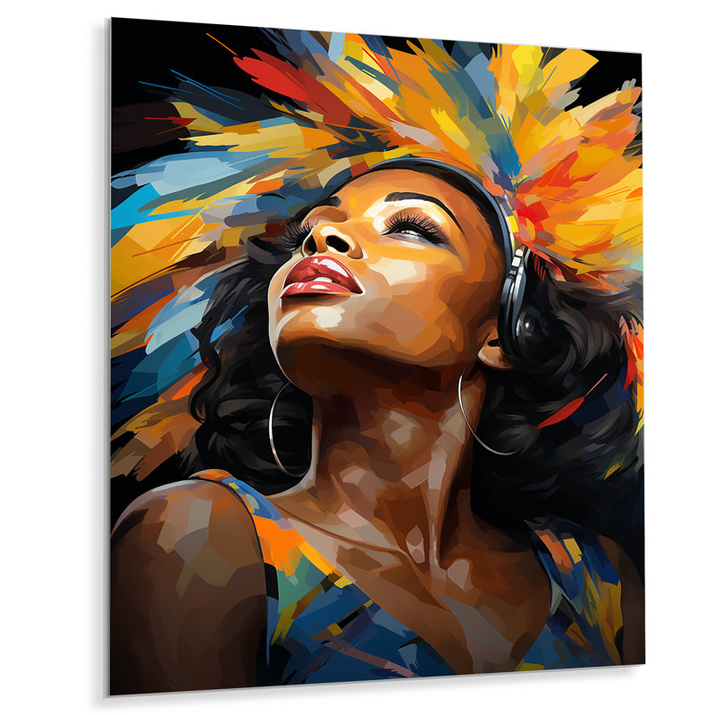 Jazz afro-américain, portrait II - impression d'art en métal afro-américain, H 32 po x l 16 po x P 1 po