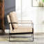 Chaise d'appoint Direct Classic Mid Century Modern avec structure carrée en métal durable, fauteuil pour le salon, la chambre à coucher, le bureau personnel revêtu de microfibre tacheté, brun clair-537050018