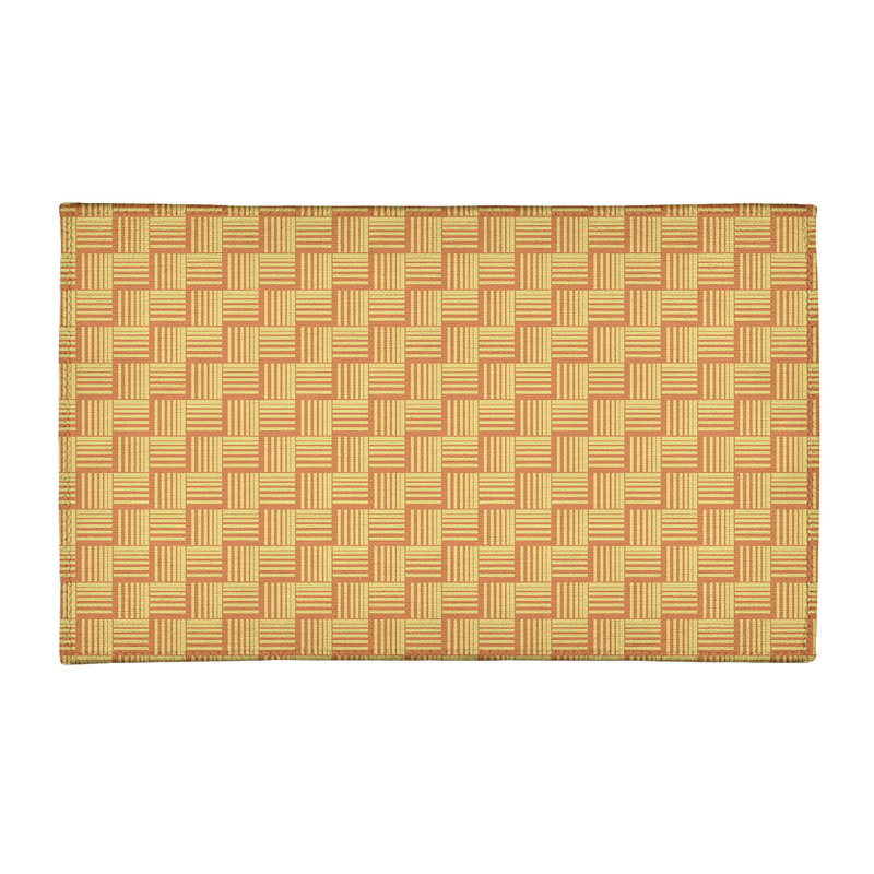 Tapis à rayures orange/jaune basketweave, Rectangle 5 pi x 7 pi