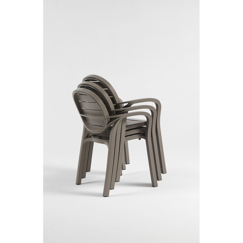 Doran Stacking Patio Dining Armchair with Cushion, Tortora