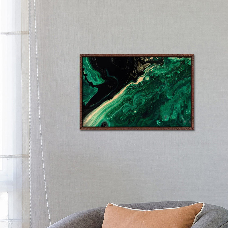 Emerald Marble - Print on Canvas, Classic Brown Wood Framed, 66.04 cm H x 45.72 cm W