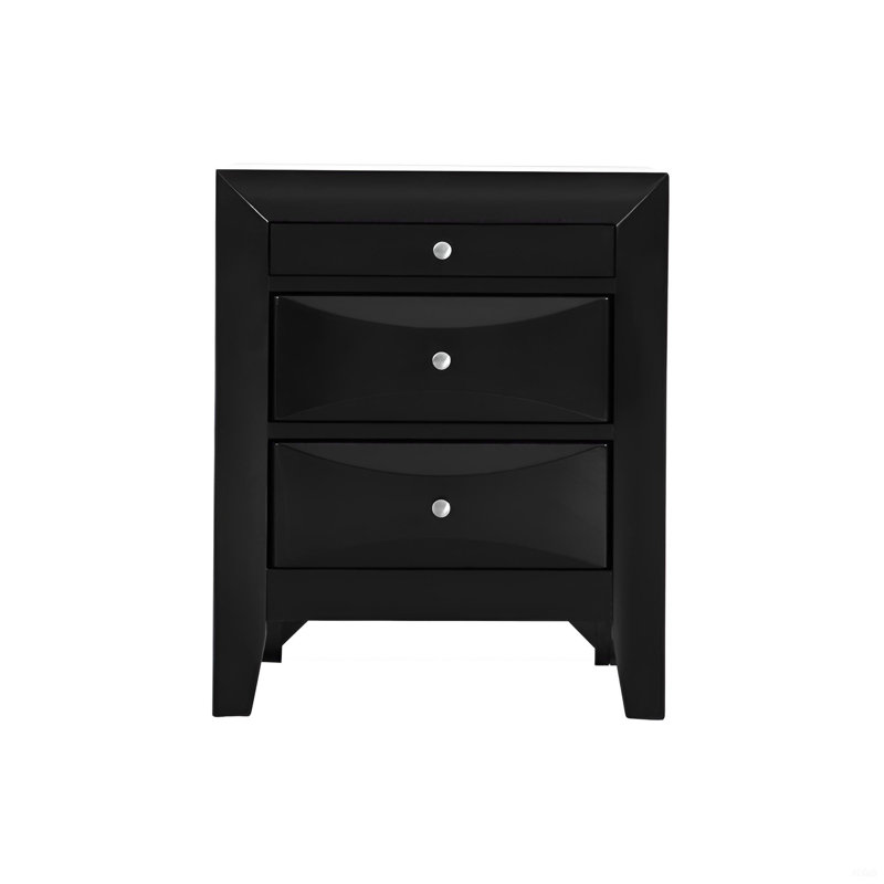 Table de chevet noire élégante avec tiroirs, Noir