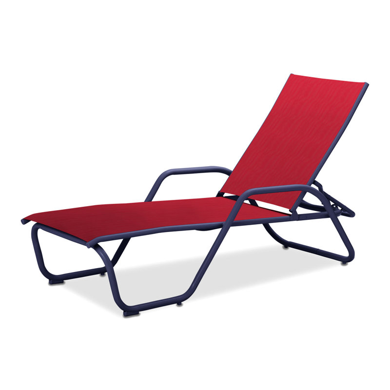 Outdoor Rust-Resistant Metal Chaise Lounge, Red 1D Sunbrella®, Textured Desert