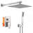 Modern Brushed Nickel 10" Square Wall Mounted Rain Shower System With Handheld And Brass Valve-123111670