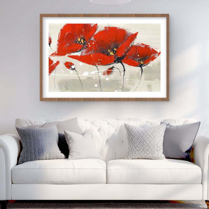 Fleurs rouges avec typo manuscrite | Impression de chambre à coucher botanique
