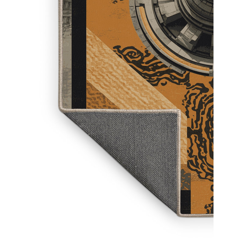 Soft Plush Burnham Borobudur Temple Indonesia Classic Oriental Area Rug in Brown – Beige Binding, 3x5