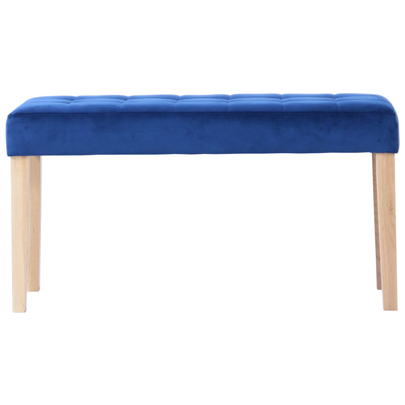 Velvet Bench, Blue, 48 cm H x 90 cm W x 35 cm D