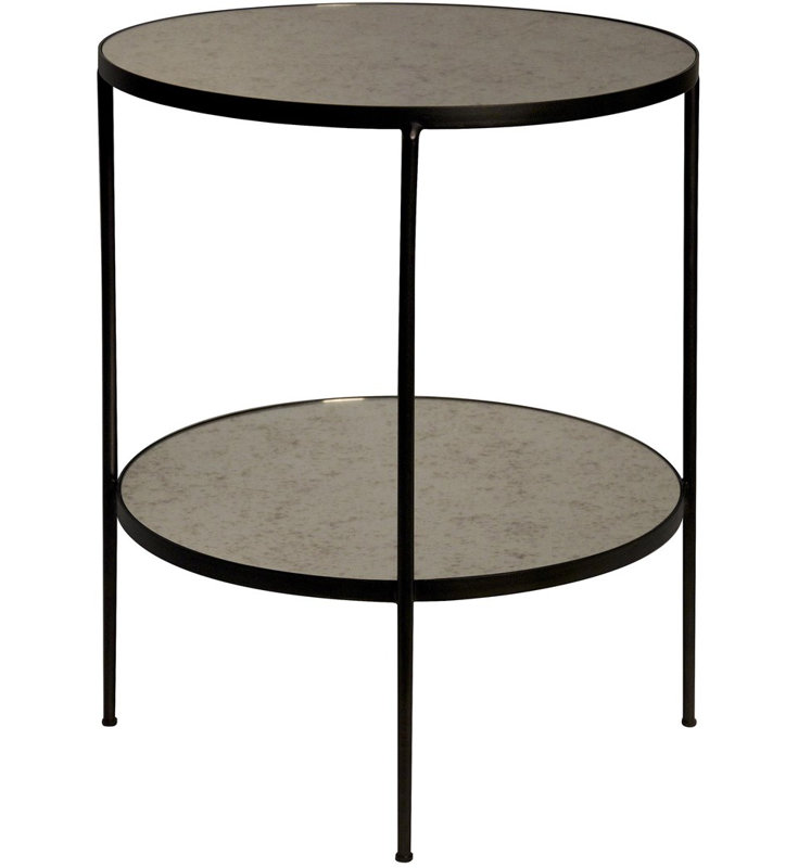 Anna Round Mirrored Glass Metal End Table