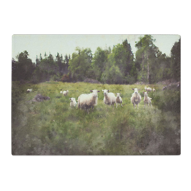 Curious Sheep Painting Chopping Board, 20cm W x 28.5cm L