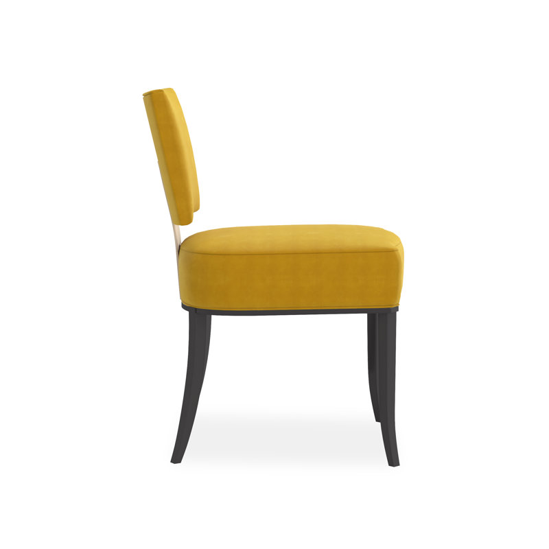 Caracole Classic Upholstered Dining Chair, Yellow, Black/Gold
