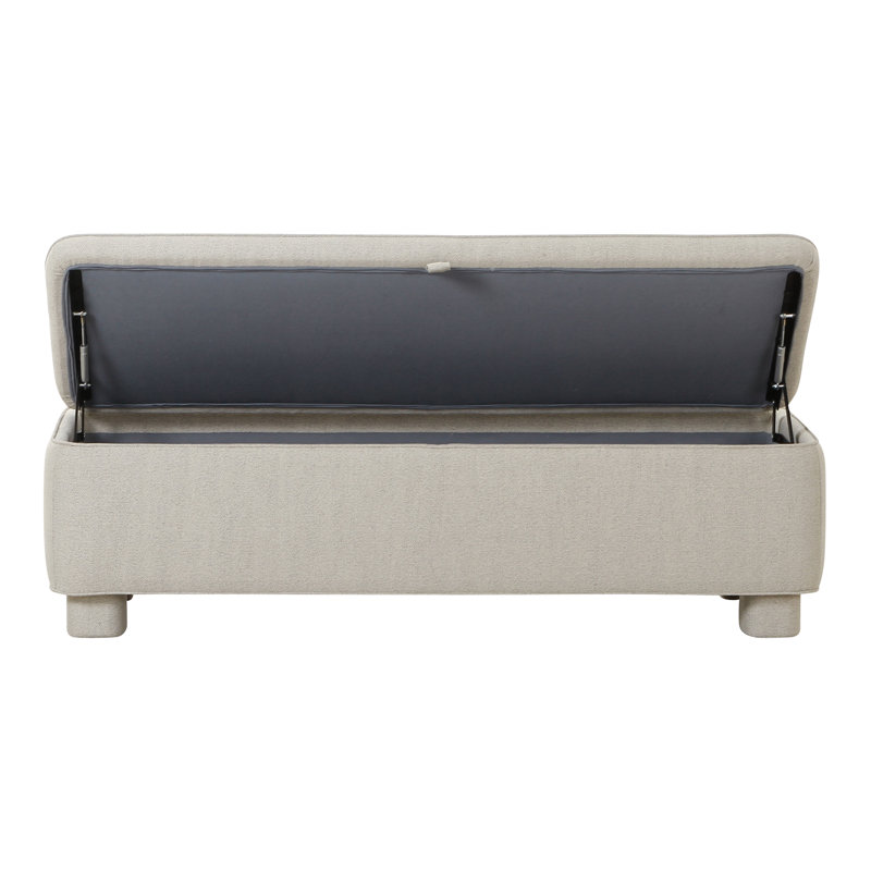 Grant Polyester Blend Upholstered Storage Bench, Light Grey