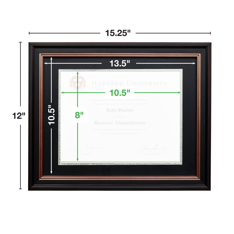 Blakes Wood Beveled Picture Frame with Mat, Black/Rose Gold