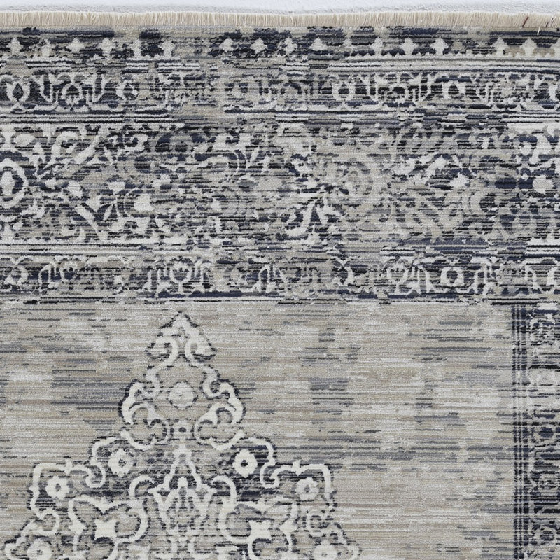 Tapis oriental ivoire / gris Cromedia, Carré 7 pi 10 po x 7 pi 10 po