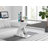 Edzard Chrome & White High Gloss Dining Table Set with 6 Luxury Faux Leather Dining Chairs-322121276