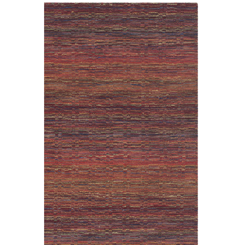 Hossain Hand Loomed Wool Striped Rug, Rectangle 3' x 5'