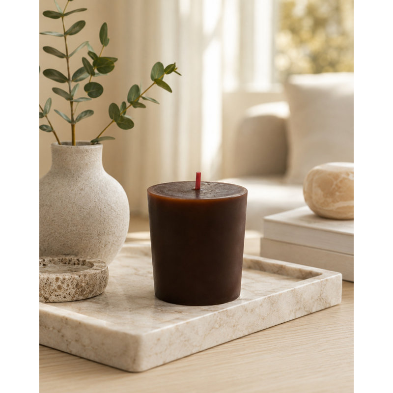 Unscented Votive Candle, Brown, Set of 12