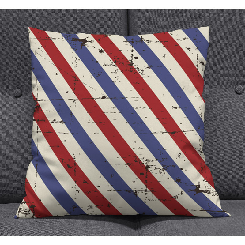 Throw Pillow With Insert, 20"H x 20"W, Blue/White/Red Striped 3