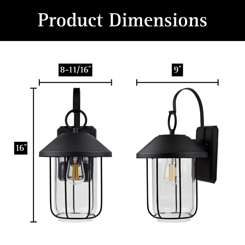 Lakefront Outdoor Sconce Light - Decorative LED Exterior Light Fixture For Deck, Porch And Patio Lights - Matte Black, LED Bulb Included
