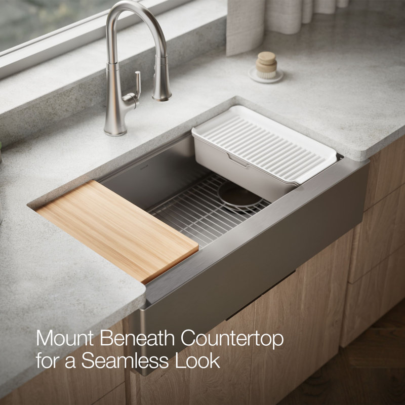 Strive® 35-1/2 In. Undermount Single-Bowl Farmhouse Workstation Kitchen Sink