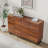 Modern Art Solid Wood Sideboard,59*16*35inch, Wave Relief Design, Walnut Texture, Iron Legs, Living Room Storage Cabinet
