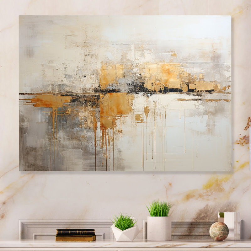 Minimalisme beige horizon - formes abstraites, impressions murales en métal, H 12 po x l 20 po x P 1 po