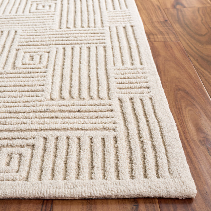 Textural 112 Hand Tufted 80% Wool; 20% Cotton Geometric Shapes Rug, Rectangle 9' x 12'