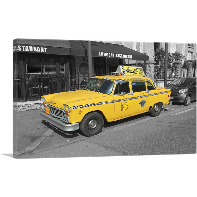 New York City, restaurant, jaune, cabine - reproduction de photo sur toile tendue, H 18 po x l 26 po x P 0,75 po