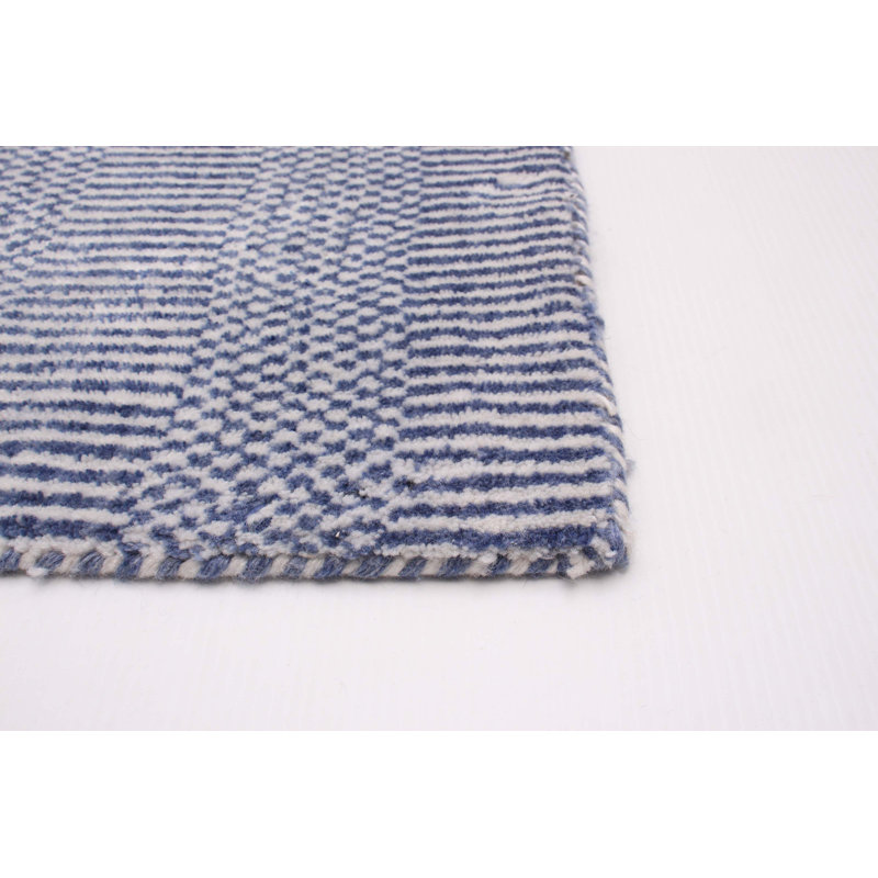 Tapis unique en laine indigo 9 pi 2 po x 11 pi 10 po Hurain Hurain