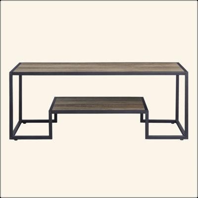 Table basse en chêne rustique et finition noire