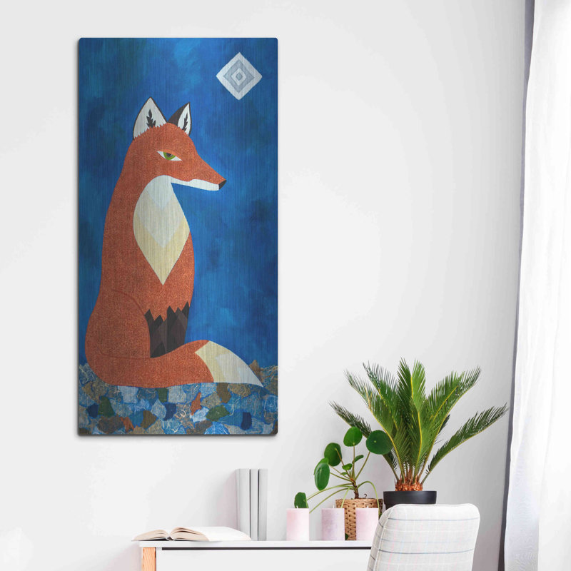 Millwood Pines 'Fox Under Diamond Moon by Casey Craig Metal Wall Art, 48" H x 24" W