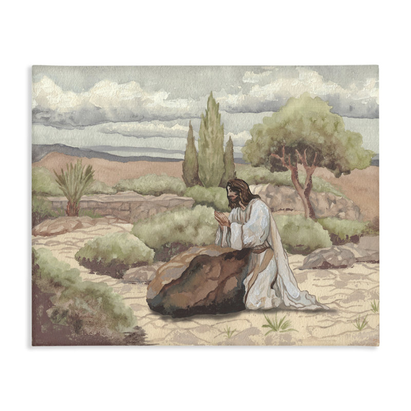 «Jesus Praying Countryside», conception par Elizabeth Medley, H 24 po x l 30 po