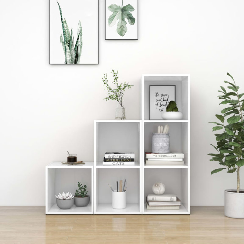 Gilan 107 cm H x 107 cm W Cube Bookcase, White